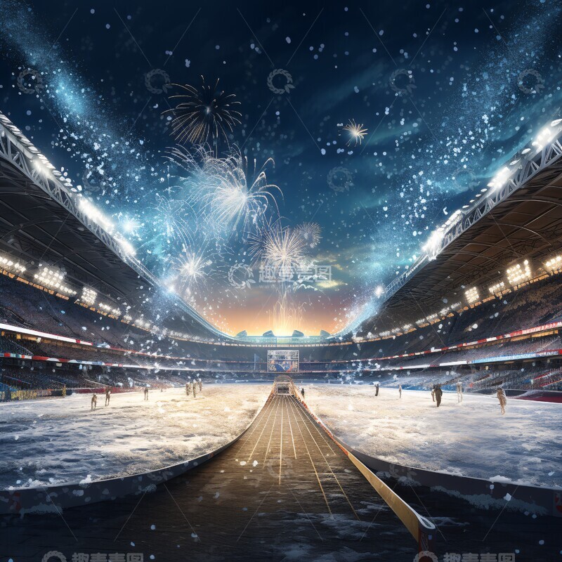 高清大图下载【趣麦麦图】赛道迎新雪景图