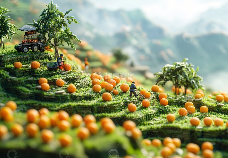 高清大图下载【趣麦麦图】稻田采收景象