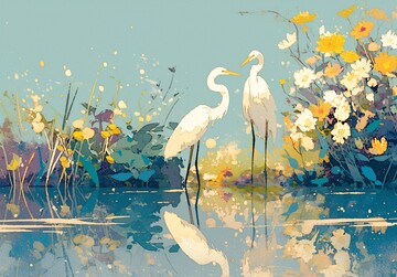 冷露湖畔鹭舞菊