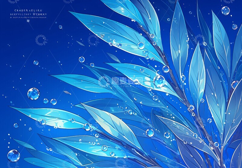 高清大图下载【趣麦麦图】霜叶露珠线绘图