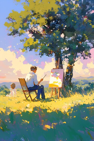 阳光下的绘画场景1