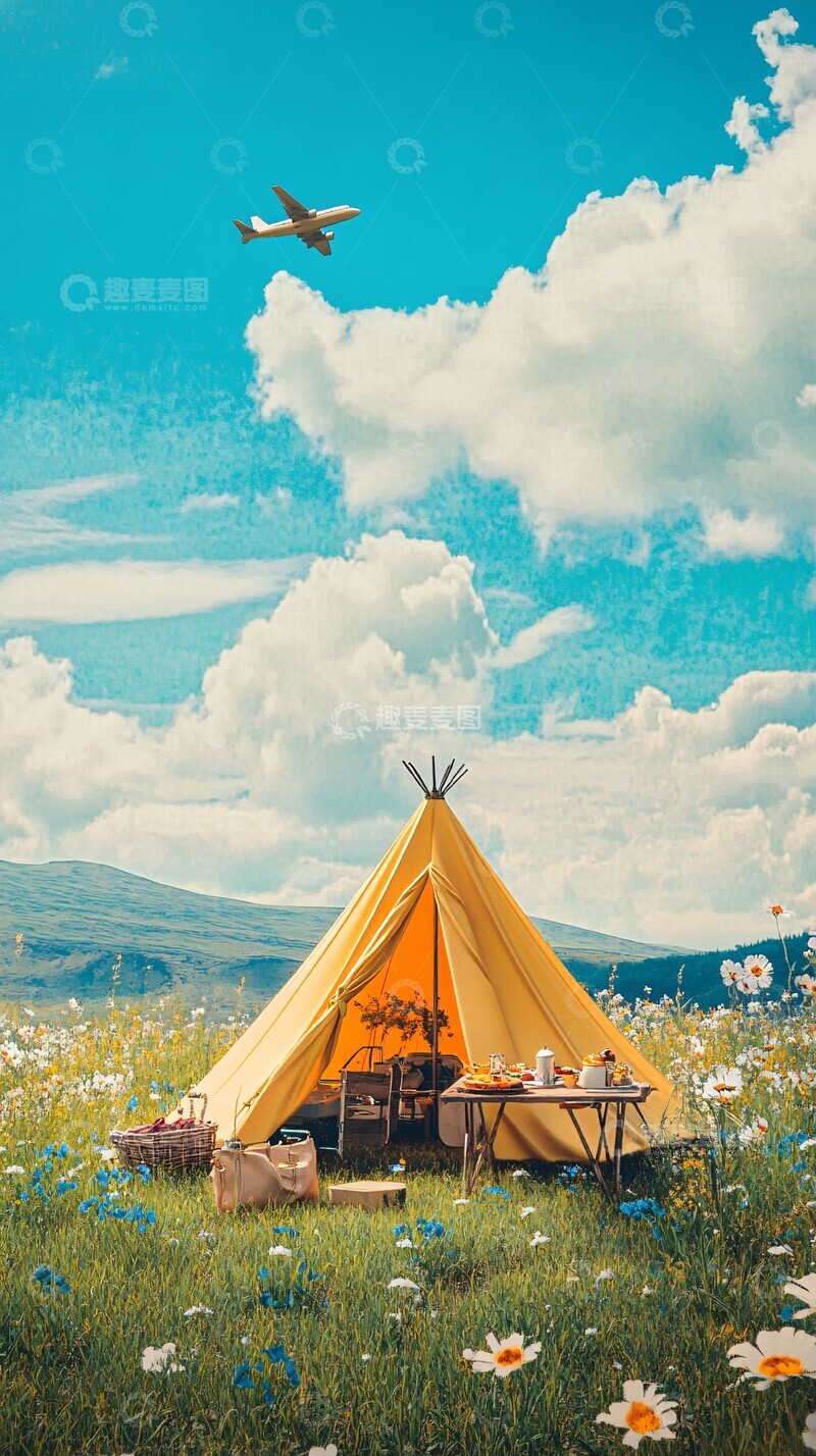 高清大图下载【趣麦麦图】蓝天下的野餐1