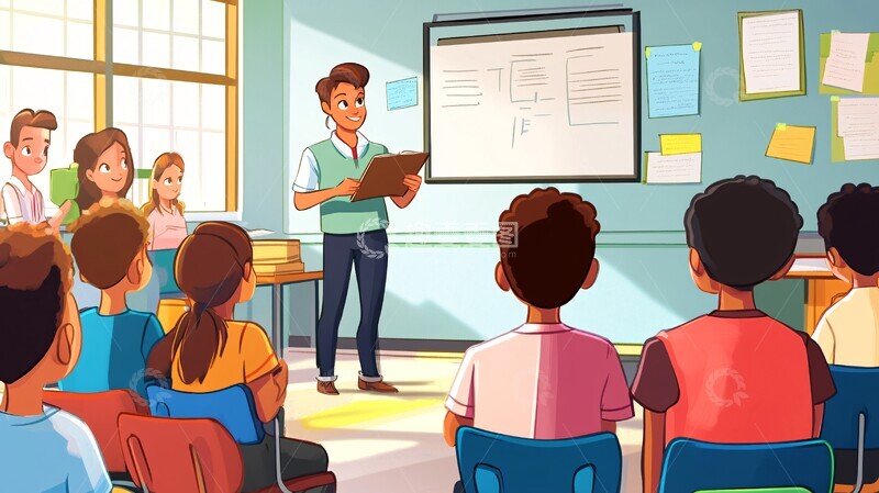 高清大图下载【趣麦麦图】教师授课卡通设计