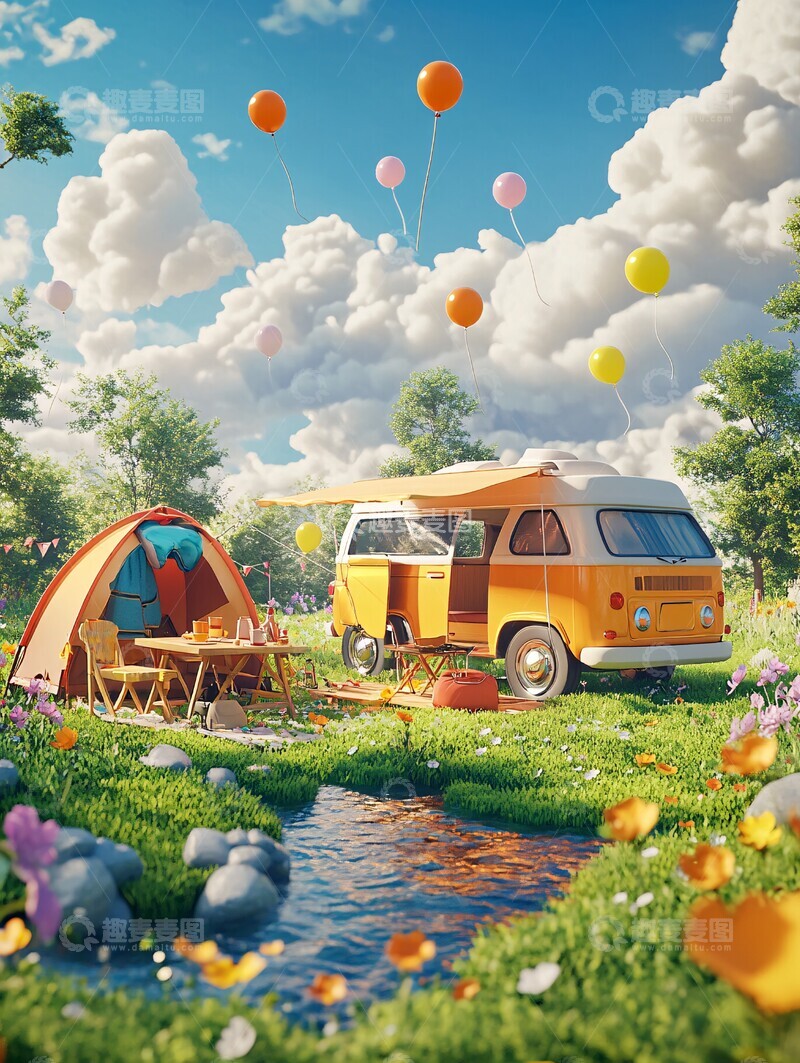 高清大图下载【趣麦麦图】夏日野餐场景4