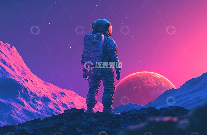 高清大图下载【趣麦麦图】宇航员火星站立