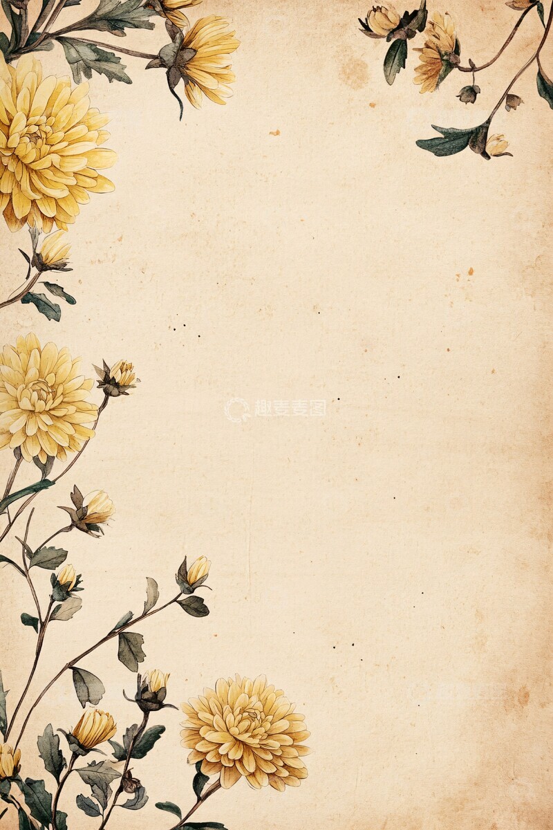高清大图下载【趣麦麦图】黄色菊花插画