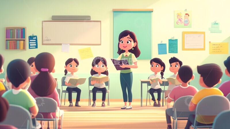 高清大图下载【趣麦麦图】教师授课卡通设计1