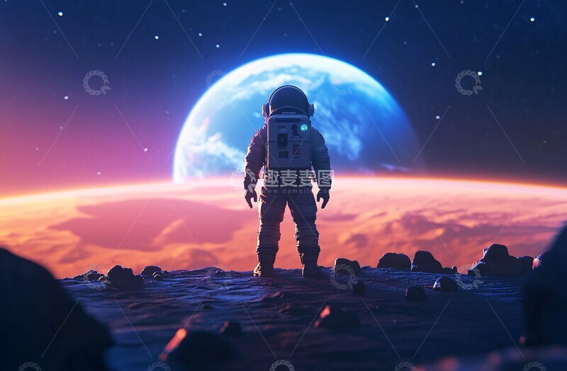 高清大图下载【趣麦麦图】宇航员火星站立1