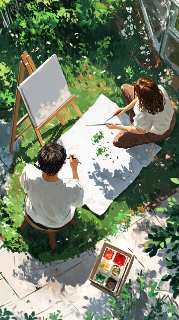 画家画布模特草地3