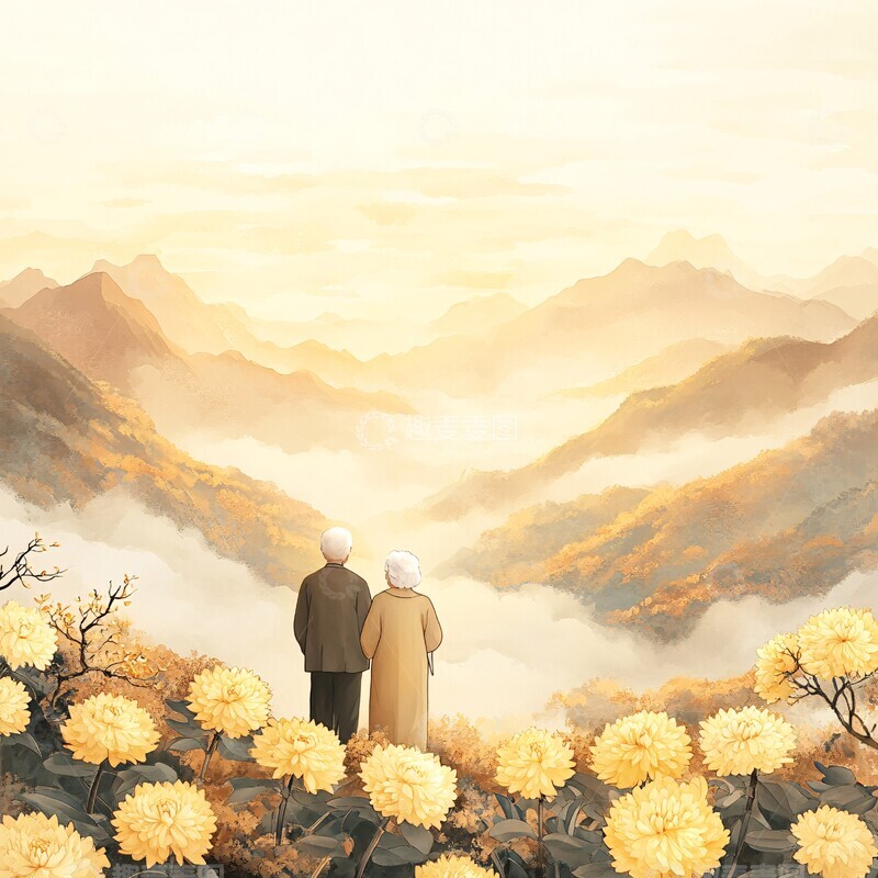 高清大图下载【趣麦麦图】金菊上的老伴