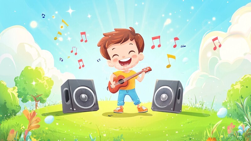 高清大图下载【趣麦麦图】男孩舞台唱歌