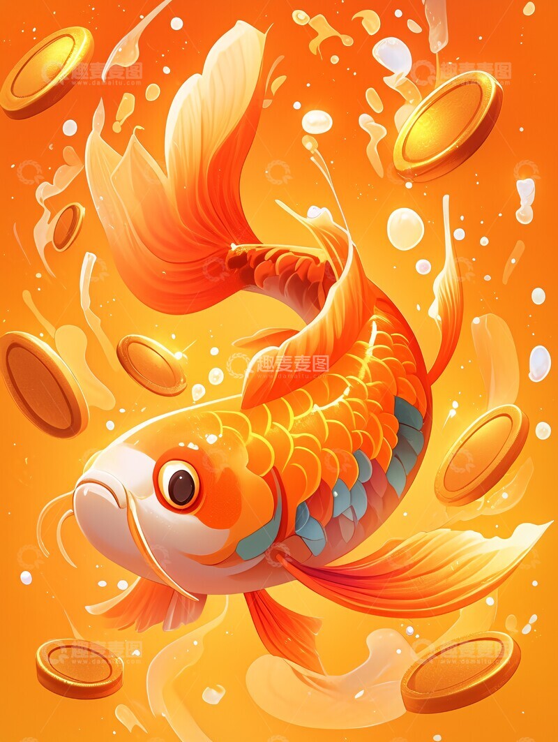高清大图下载【趣麦麦图】红鲤鱼飞舞金币2