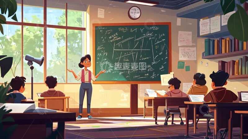 高清大图下载【趣麦麦图】女老师教书场景