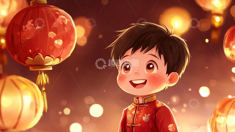 高清大图下载【趣麦麦图】新年快乐小男孩