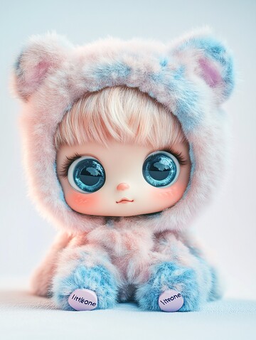 卡通熊耳帽子娃娃2