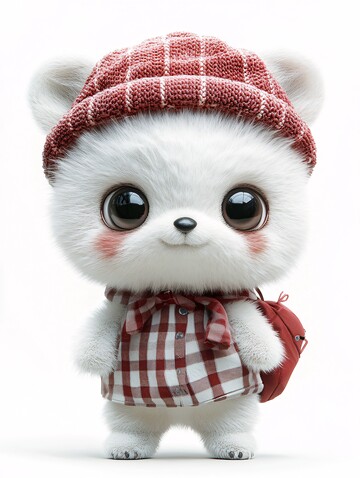 白色小熊戴红帽3