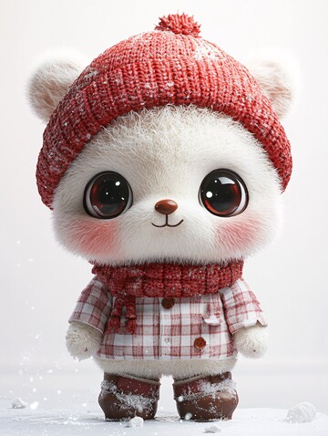 白色小熊戴红帽1