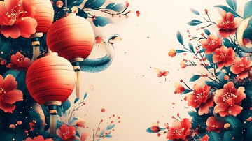 新年小蛇灯笼图