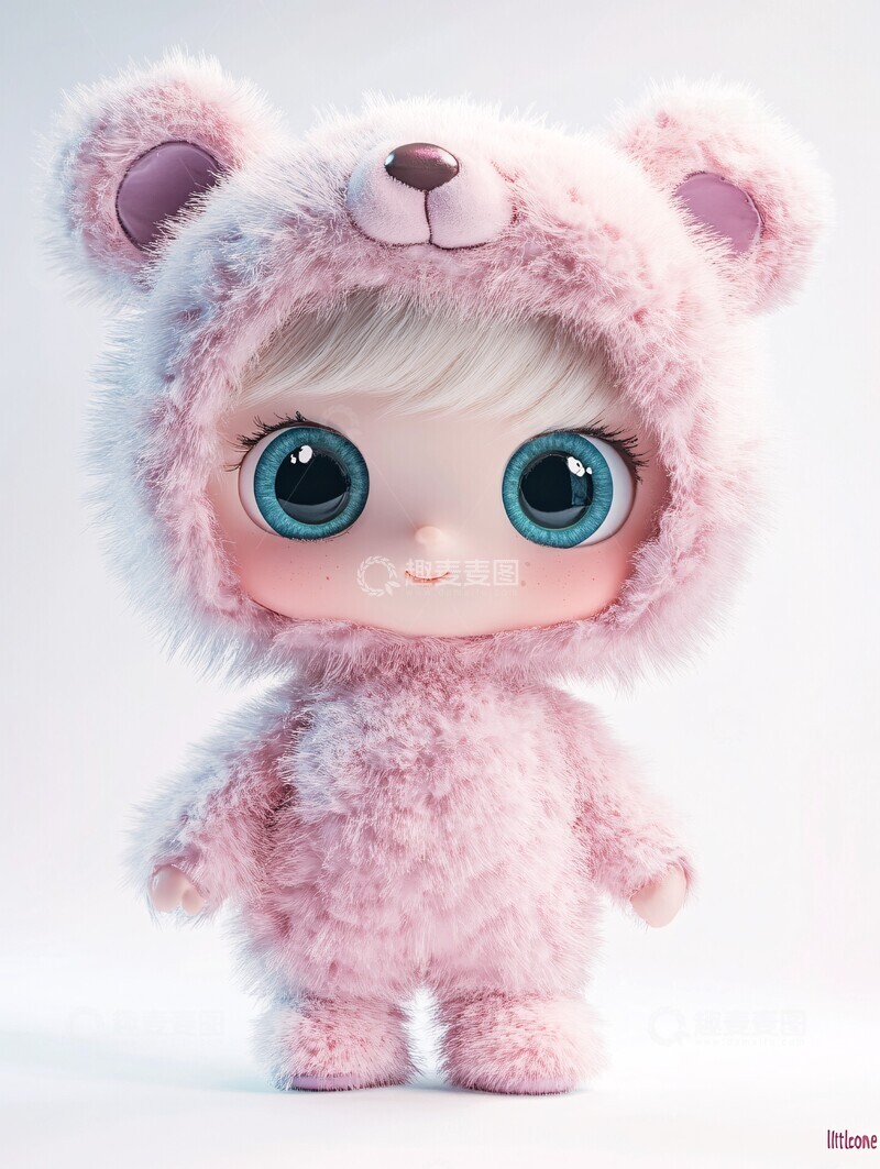 高清大图下载【趣麦麦图】卡通熊耳帽子娃娃3