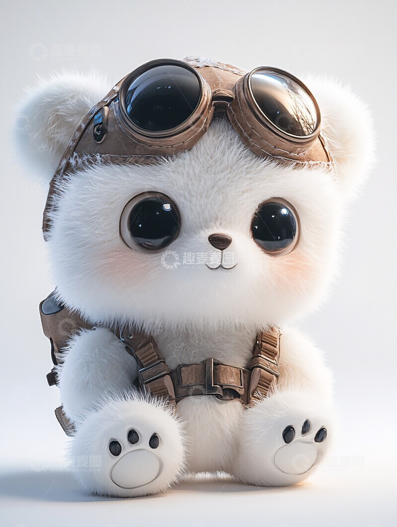 高清大图下载【趣麦麦图】白色熊飞行员1