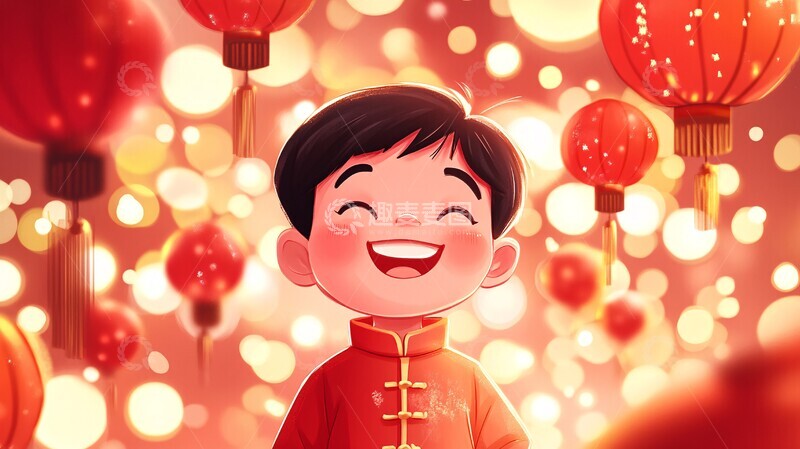 高清大图下载【趣麦麦图】新年快乐小男孩2