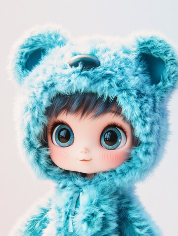 卡通熊耳帽子娃娃1