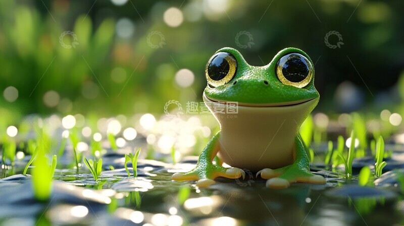 高清大图下载【趣麦麦图】大眼青蛙青蛙大眼绿色2