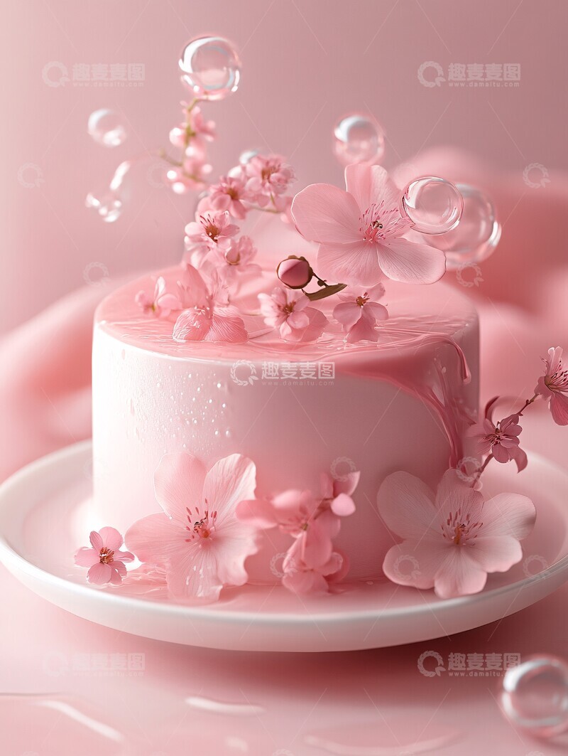 高清大图下载【趣麦麦图】粉色蛋糕花饰3