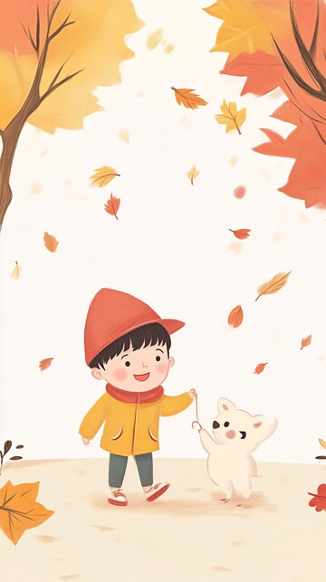 秋日小狗与孩童1