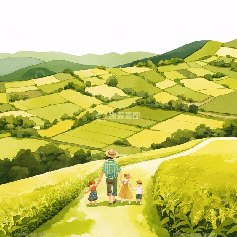 高清大图下载【趣麦麦图】四口之家手握水果