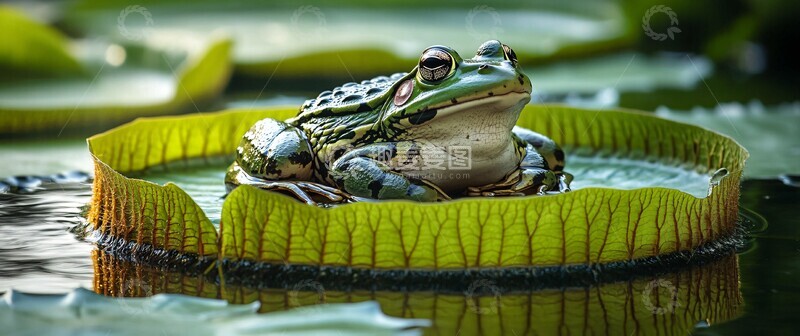 高清大图下载【趣麦麦图】蛙与莲叶莲叶植物自然1