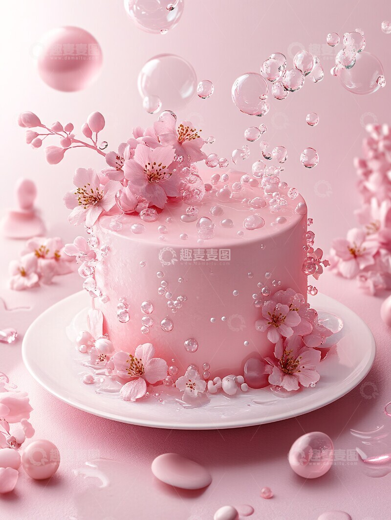 高清大图下载【趣麦麦图】粉色蛋糕花饰1