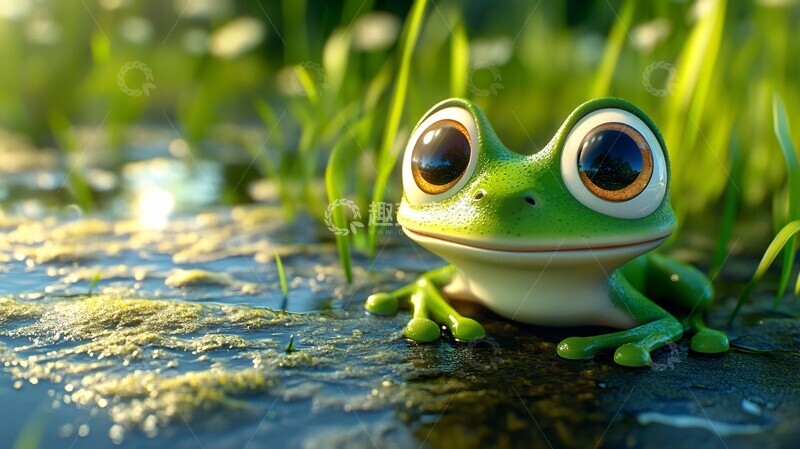 高清大图下载【趣麦麦图】大眼青蛙青蛙大眼绿色