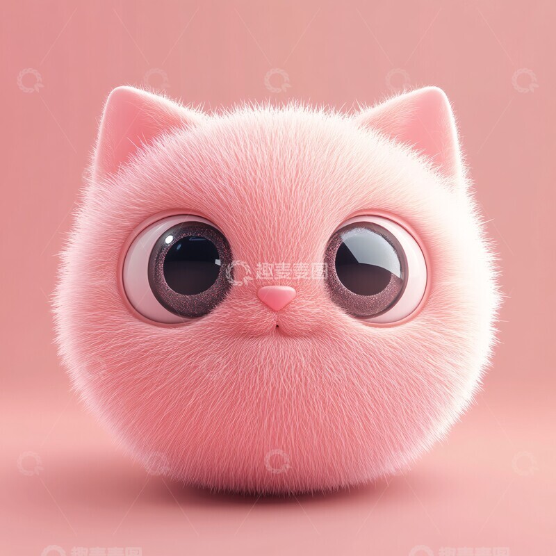 高清大图下载【趣麦麦图】粉色猫咪球形脸