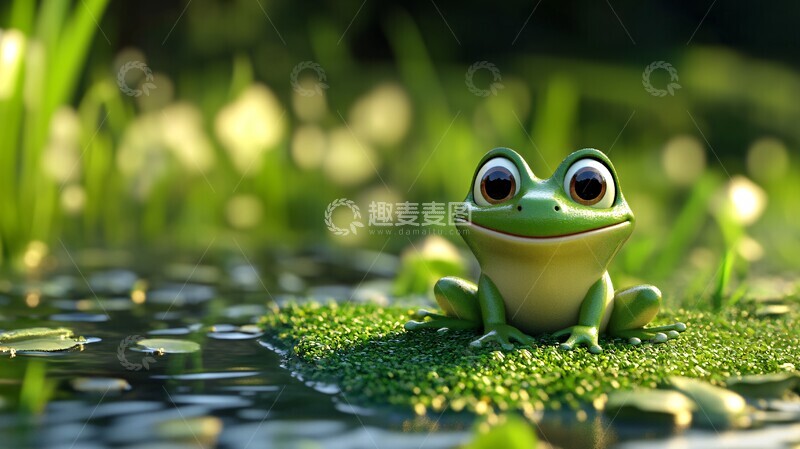 高清大图下载【趣麦麦图】大眼青蛙青蛙大眼绿色1