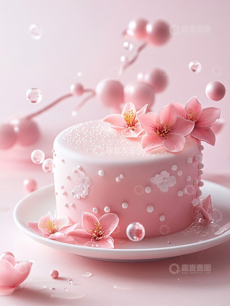高清大图下载【趣麦麦图】粉色蛋糕花饰