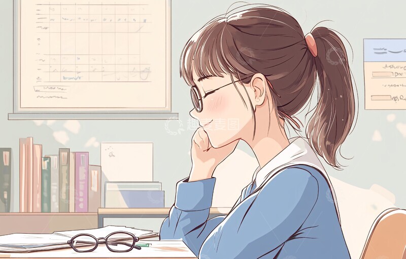 高清大图下载【趣麦麦图】教室里的视力按摩