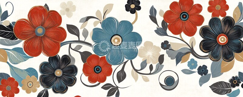 高清大图下载【趣麦麦图】花朵纹样图案1