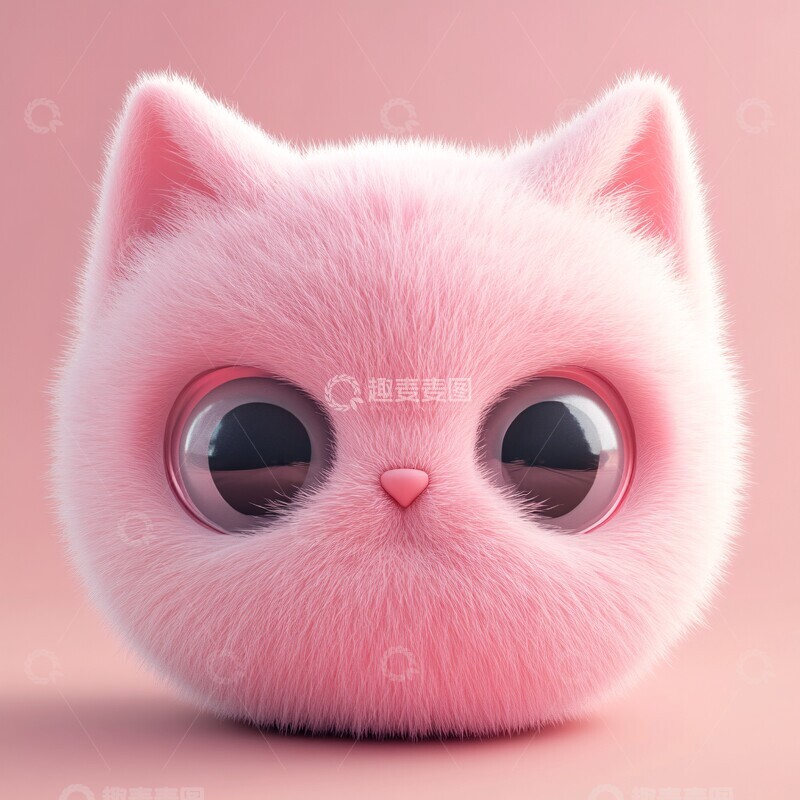 高清大图下载【趣麦麦图】粉色猫咪球形脸1