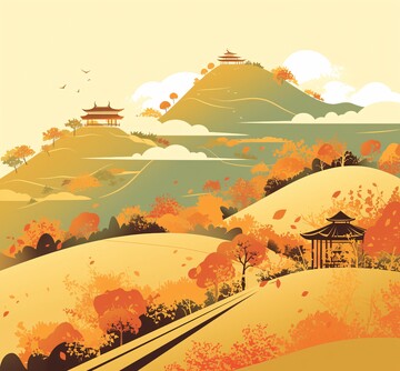 云峰亭影云彩亭子山顶1