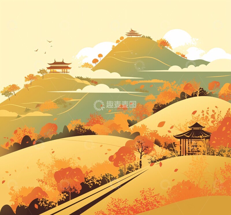 高清大图下载【趣麦麦图】云峰亭影云彩亭子山顶1