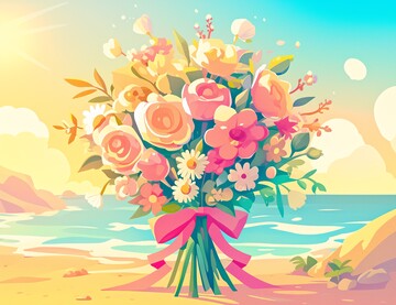 海景花束图花束海景沙滩