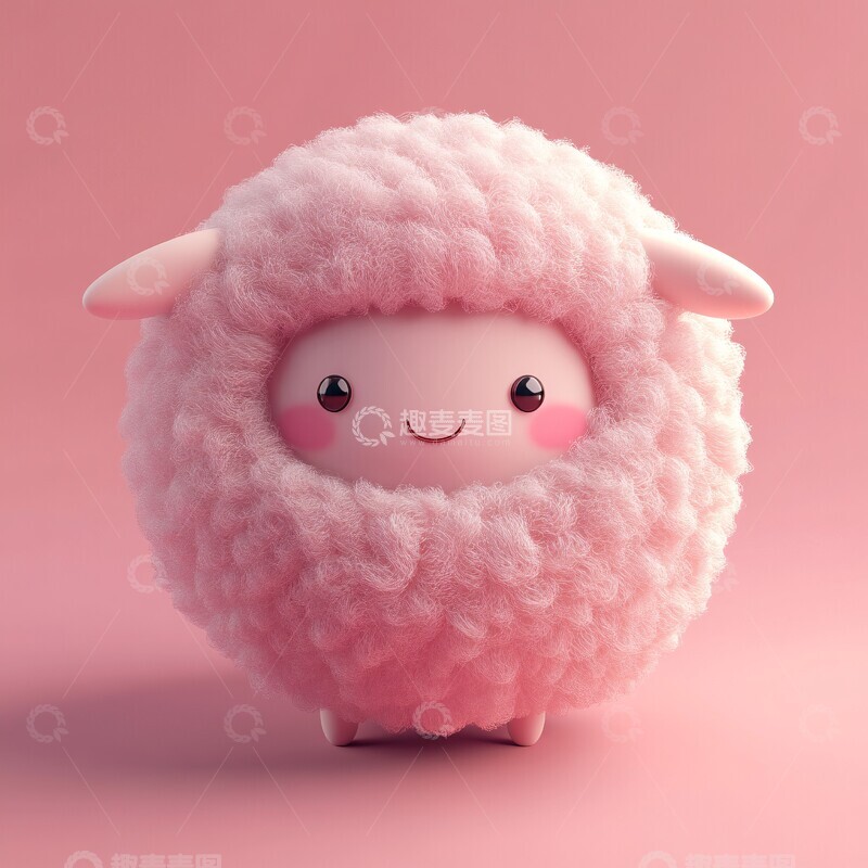 高清大图下载【趣麦麦图】粉色羊脸球形1