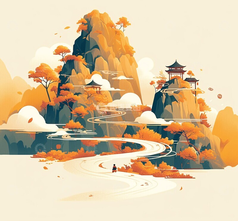 高清大图下载【趣麦麦图】云峰亭影云彩亭子山顶2