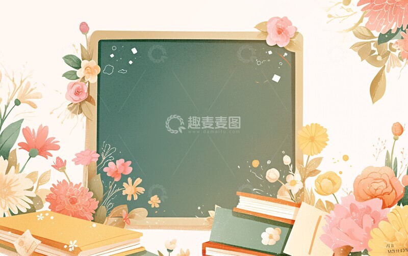高清大图下载【趣麦麦图】黑板花书桌设计