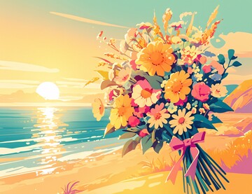海景花束图花束海景沙滩3