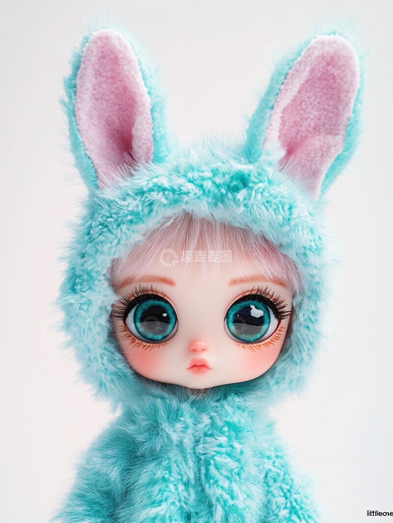 高清大图下载【趣麦麦图】兔子耳朵猫咪娃娃1