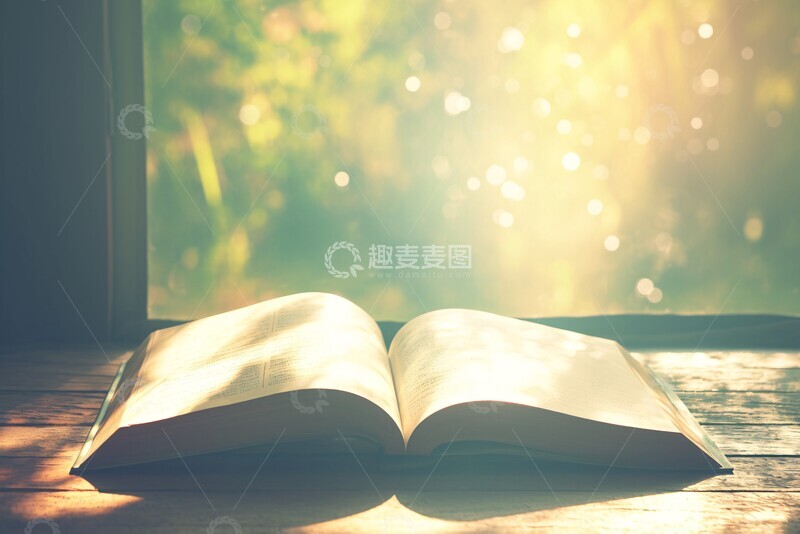 高清大图下载【趣麦麦图】开放书籍静置桌上3