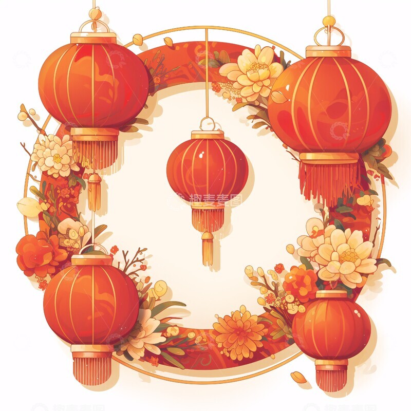 高清大图下载【趣麦麦图】红色圆蛇灯边框1