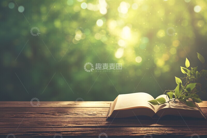 高清大图下载【趣麦麦图】开放书籍静置桌上2